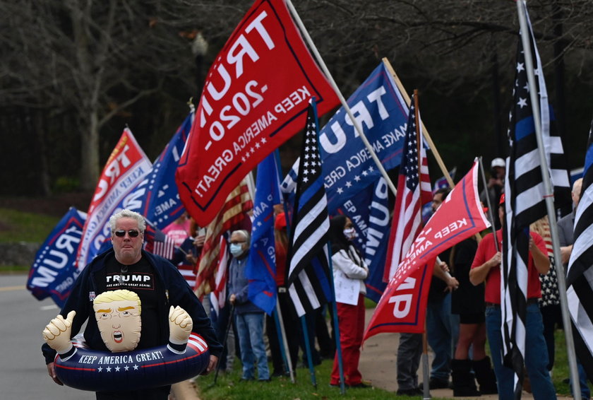 Supporters of U.S. President Donald Trump protest in Salem
