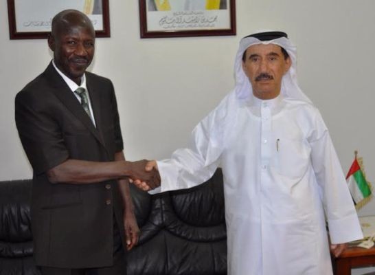 EFCC boss, Ibrahim Magu and the UAE Ambassador to Nigeria, Mahmud Muhammad Al-Mahmud, at the diplomat's Abuja office on February 3, 2016. 