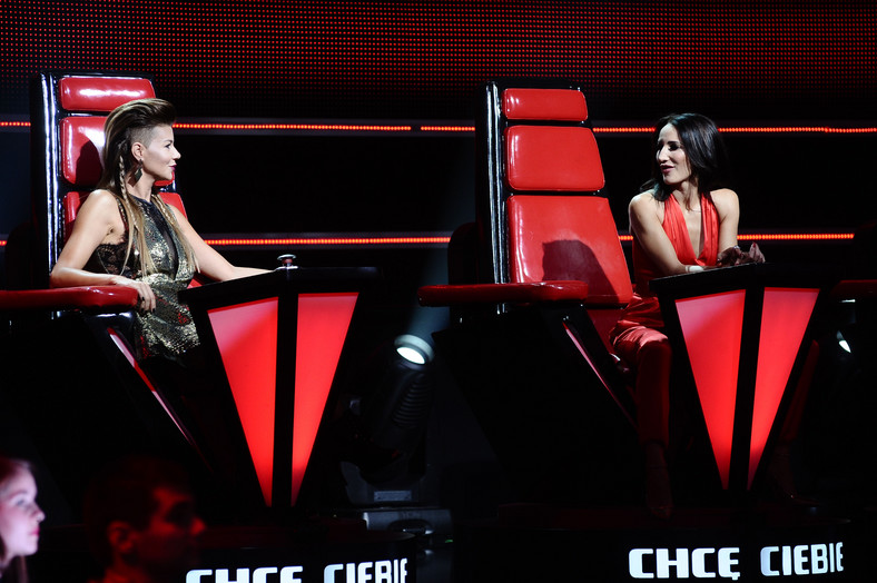 Edyta Górniak i Justyna Steczkowska na planie programu "The Voice of Poland"