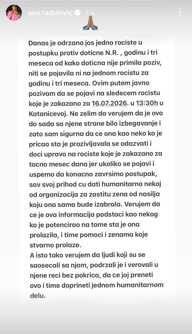 Ana Radulović se javno obratila Nađi Rakić