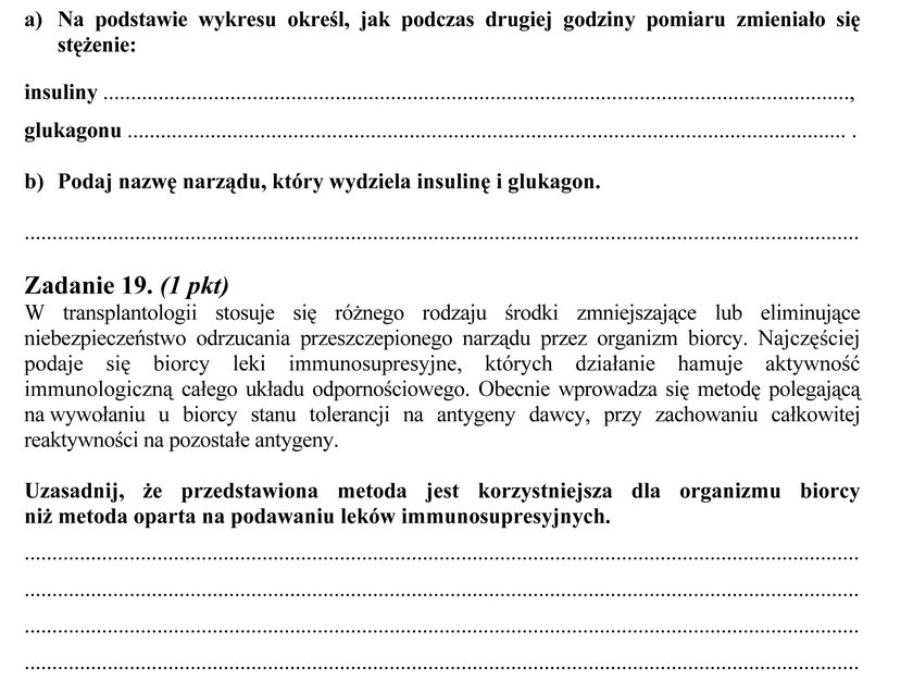 Arkusz egzaminacyjny z biologii, matura 2013