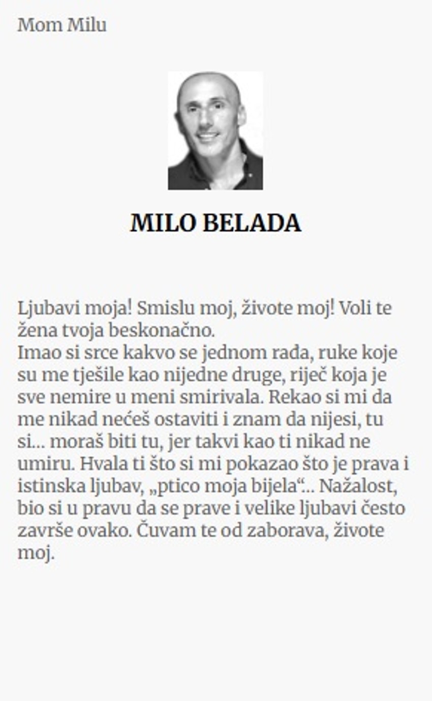 Žena se oprostila od ubijenog supruga