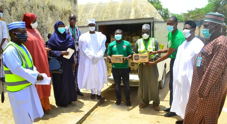 Dettol Representatives donating hygiene products to Kano State