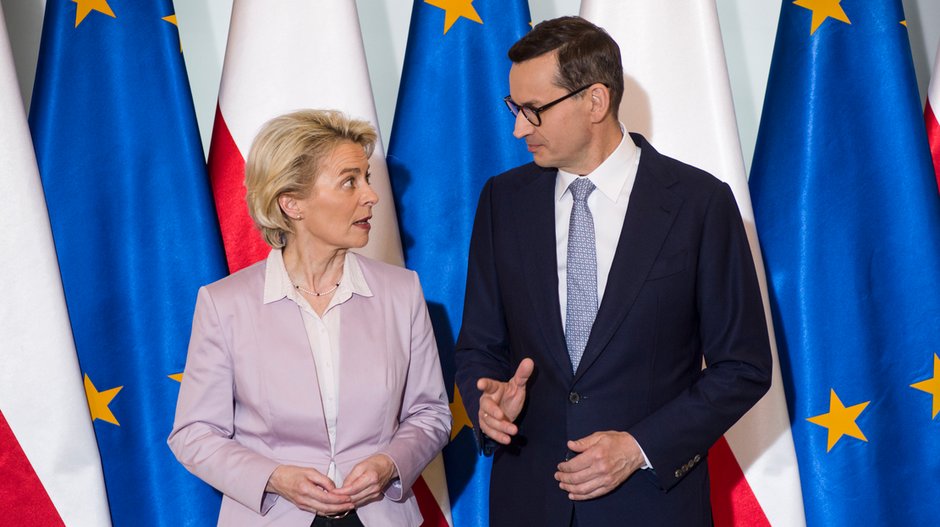 Przewodnicząca Komisji Europejskiej Ursula von der Leyen  premier Polski Mateusz Morawiecki