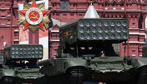 Russian TOS-1A multiple rocket launchers during the Victory Day Parade in Red Square in Moscow, Russia, June 24, 2020.Host photo agency/Ramil Sitdikov via REUTERS