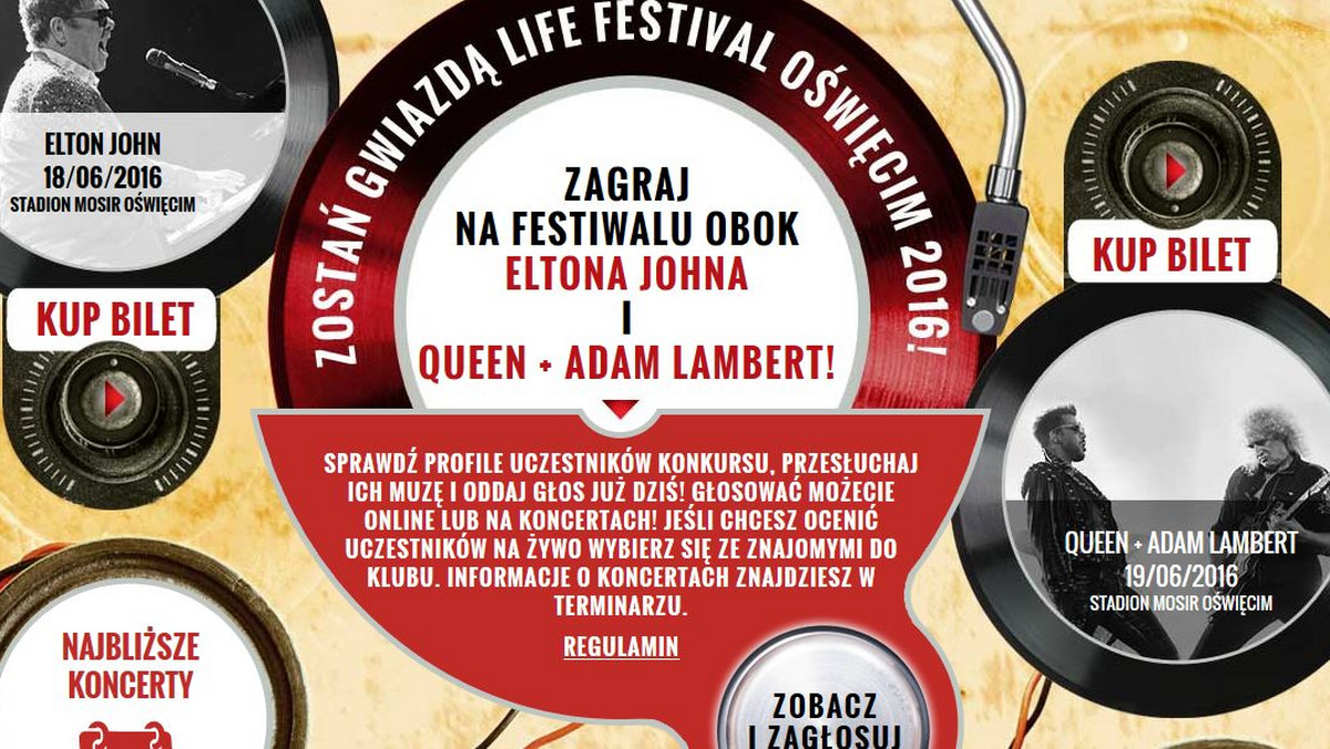 Kwiecień upłynie w całej Polsce pod znakiem ćwierćfinałów Life On Stage. Pierwszy etap wyjątkowego konkursu wyłonił 83 zdolne zespoły, które przez cały najbliższy miesiąc dadzą serię koncertów w kilkunastu polskich miastach. Ćwierćfinały wyłonią ósemkę szczęśliwców, którzy powalczą o występ na Scenie Głównej czerwcowego Life Festival Oświęcim, przed formacją Queen + Adam Lambert!