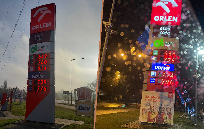Ceny paliwa na stacjach Orlen w Łodzi (po lewej) i Lublinie (po prawej).