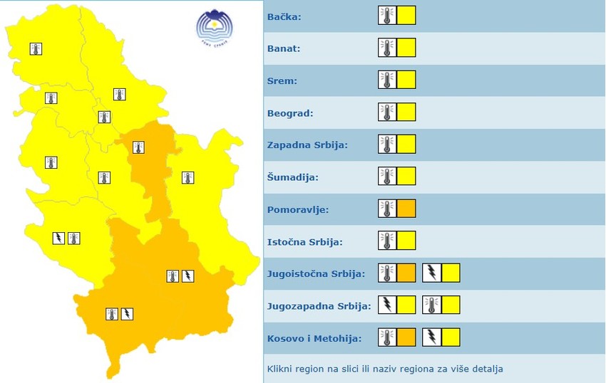 Meteoalarm za nedelju