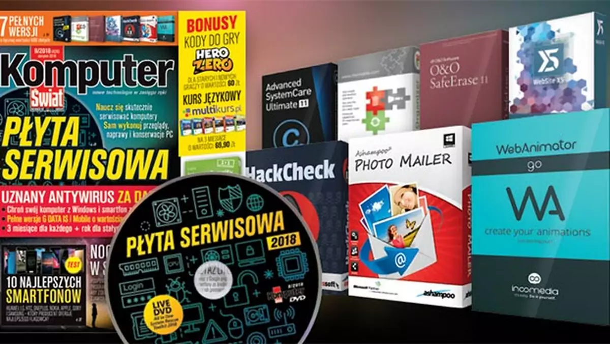 Komputer Świat 9/2018 - płyta serwisowa, test smartfonów i nowe akcje: G DATA, Hero Zero, Multikurs