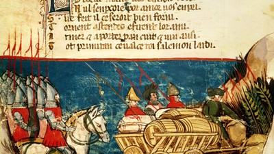 The Army of Charlemagne (742-814) and the Transportation of Provisions, from a Venetian Codex (vellu