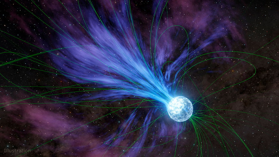 Artystyczna wizja magnetara tracącego masę
