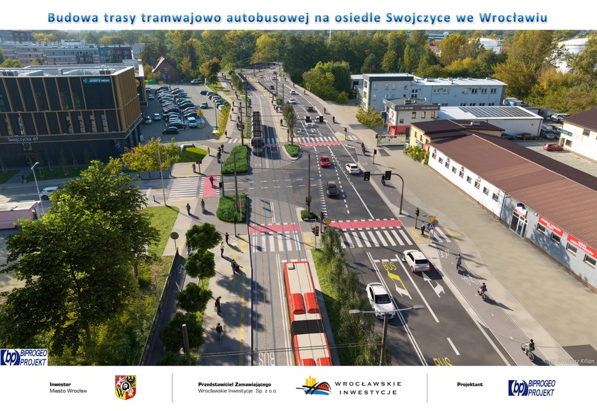Tramwaje i autobusy pojadą wydzieloną trasa na ul. Swojczyckiej