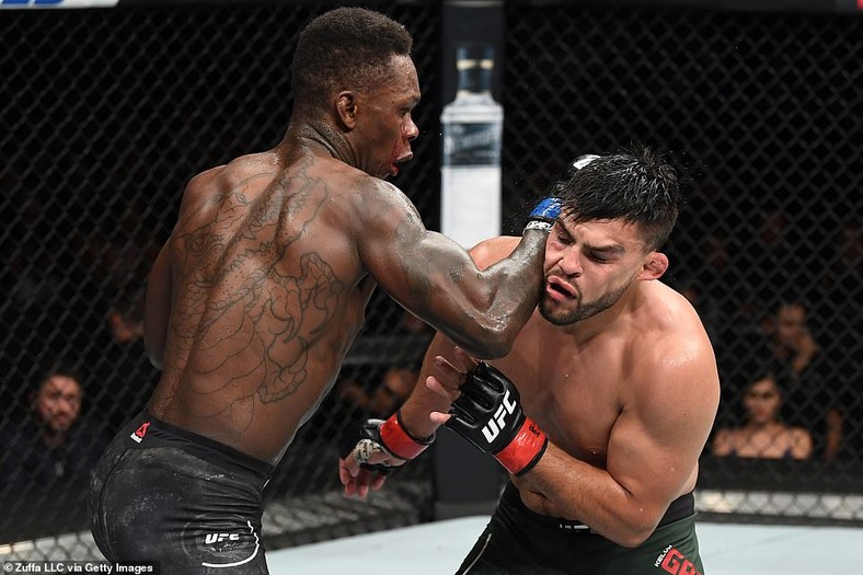 Israel Adesanya knocked out Kelvin Gastelum twice in the epic bout (Zuffa LLC via Getty Images) 