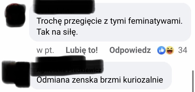 Reakcje na feminatywy w artykułach