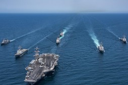 Korean and US destroyers carriers cruisers transit the western Pacific