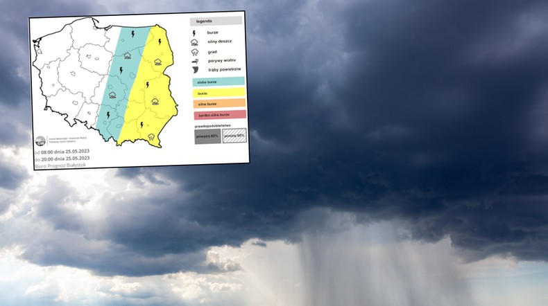 Czwartek upłynie pod znakiem kolejnej fali burz w Polsce (mapa: IMGW-PIB)