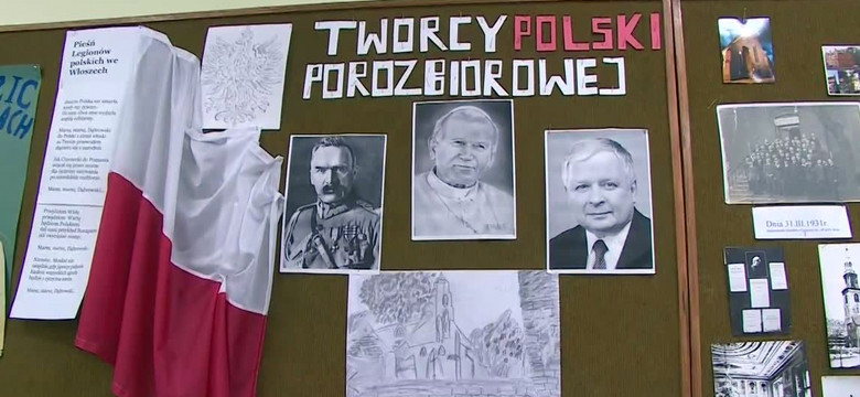 Papież, Piłsudski i Kaczyński jako "twórcy Polski porozbiorowej". Kontrowersyjna gazetka szkolna