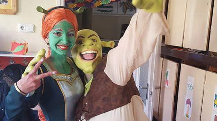 Dóra Shrek és Fiona arcát öltötte magára a gyerekek szórakoztatására Csontos Dóra