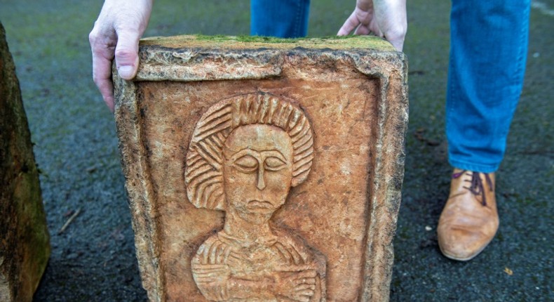 One of the two limestone Visigoth reliefs recovered by a Dutch art detective