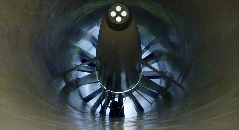 The massive fan of the wind tunnel that the Alpine F1 Team uses to help develop its race cars.Alpine F1 Team