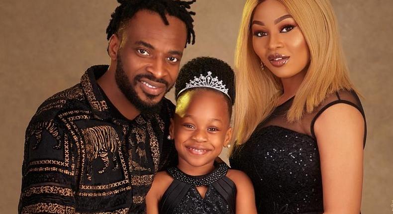 Nigerian singer 9ice, his wife Sukunmi and their daughter Mitchelle [Instagram/9iceOfficial]