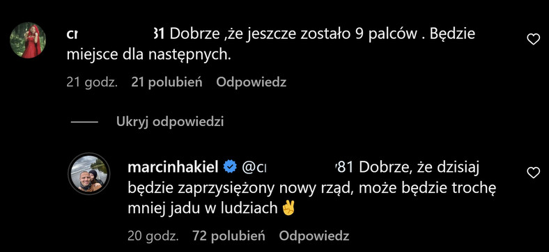 Marcin Hakiel na Instagramie