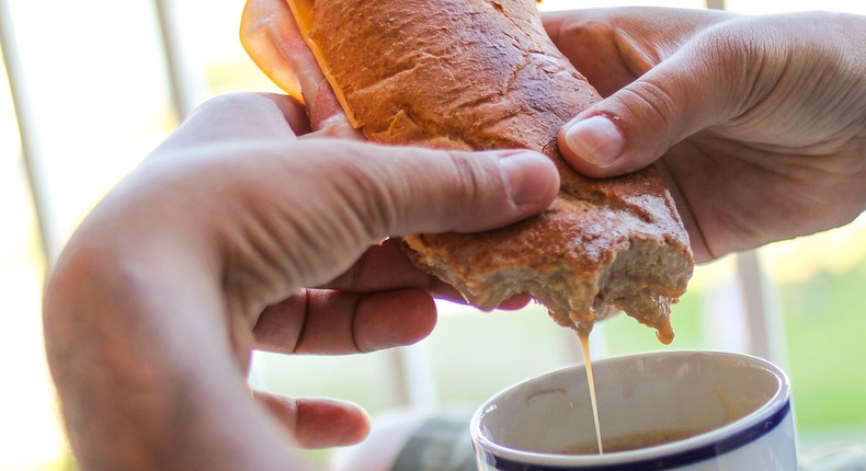 Dunking bread in tea