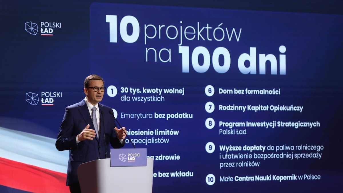 Premier Mateusz Morawiecki ogłasza 10 pkt. w Polskim Ładzie.