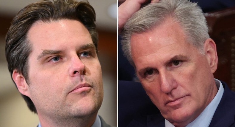 Matt Gaetz and Kevin McCarthy.Mandel Ngan/AFP via Getty Images; Win McNamee/Getty Images