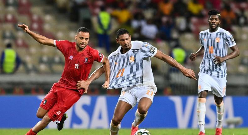 Sebastien Haller (c) in action for the Ivory Coast in their 1-0 win over Equatorial Guinea at the Africa Cup of Nations on Wednesday Creator: CHARLY TRIBALLEAU