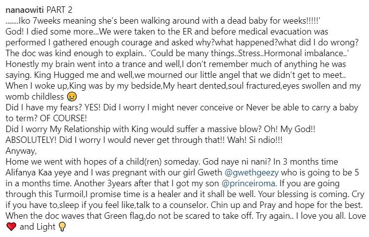 I walked with a dead baby for weeks â€“ King Kakaâ€™s wife opens up on her miscarriage 