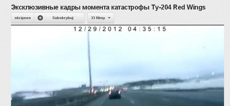 Dramatyczne wideo z wypadku samolotu w Moskwie