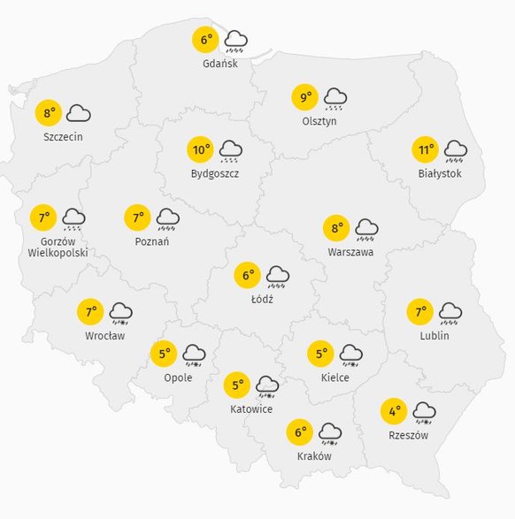 Temperatura powietrza w Polsce. 16.04.2021