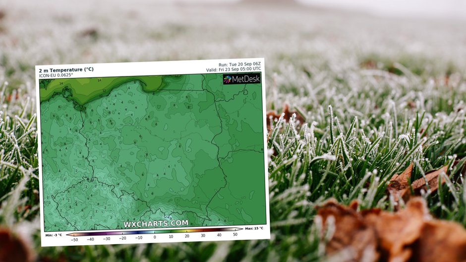 W czwartek coraz więcej słońca. W nocy uwaga na przymrozki (mapa: wxcharts.com)