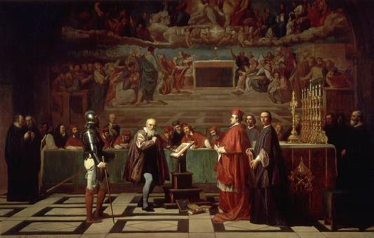 Joseph Nicolas Robert-Fleury „Galileusz przed Świętym Oficjum w Watykanie" (1847)