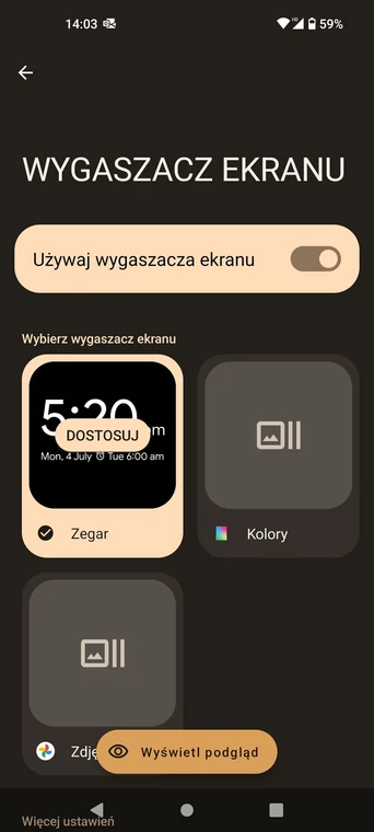 Android 13: Wygaszacz ekranu