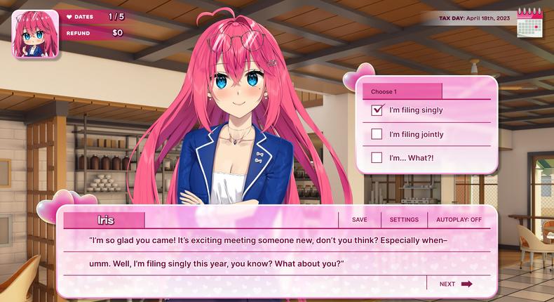 MSCHF's Tax Heaven 3000 dating simulator is supposed to help you prepare your 2022 US federal tax return.MSCHF