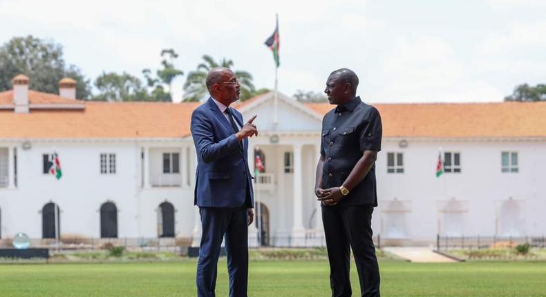 Haiti PM Ariel Henry with President William Ruto at State House, Nairobi