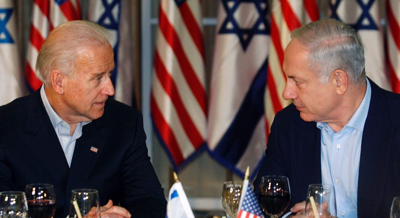 A 2010 photo of then-Vice President Joe Biden and Israel's then-Prime Minister Benjamin Netanyahu.
