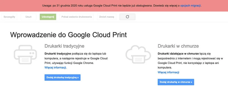 To Koniec Google Cloud Print Usluga Zostanie Wylaczona 1 Stycznia 2021 Roku