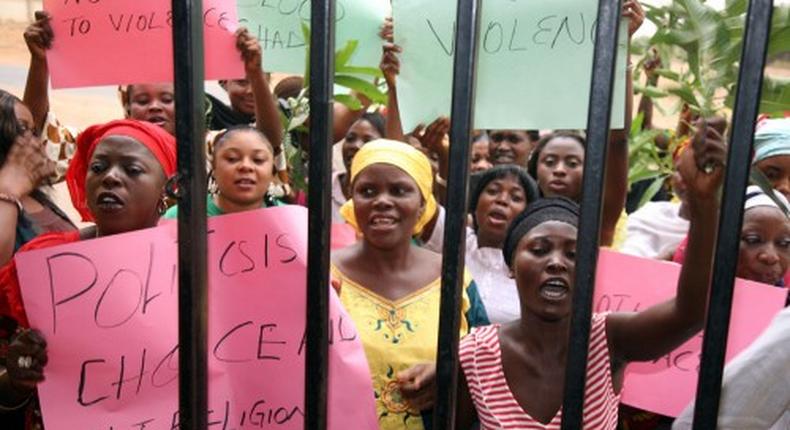 Protesting women appeal to FG to stop using military for elections (Illustration)