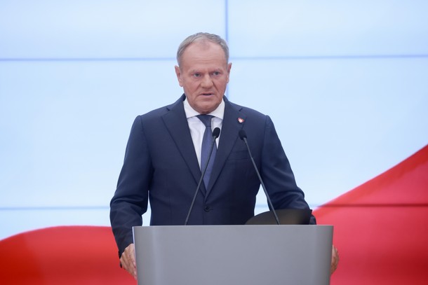 Premier Donald Tusk podczas konferencji poświęconej rekonstrukcji rządu
