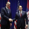 Predsednik Srbije Aleksandar Vučić i američki državni sekretar Marko Rubio | Foto: CHARLY TRIBALLEAU/POOL/AFP via Getty Images