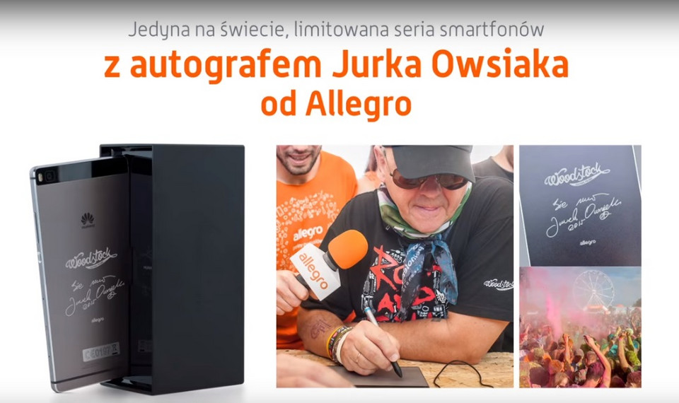 Smartfon Huawei P8 z autografem Jurka Owsiaka