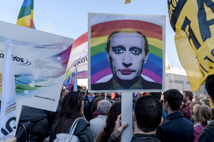 Kwiecień 2022 r. Protest w Rzymie przed rosyjską ambasadą