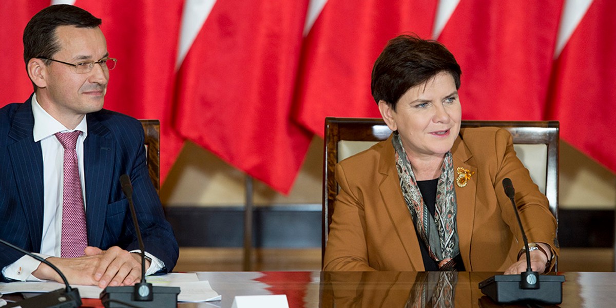 Premier Beata Szydło i wicepremier Mateusz Morawiecki podczas posiedzenia Komitetu Ekonomicznego Rady Ministrów