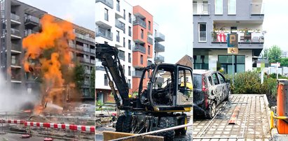 Słup ognia w centrum Wrocławia. Uszkodzony gazociąg, zniszczone auta i ewakuacja mieszkańców