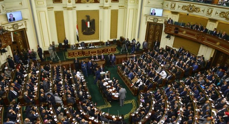 A general view of Egypt's parliament, where a draft bill calls for jail terms of up to five years for NGOs who break regulations