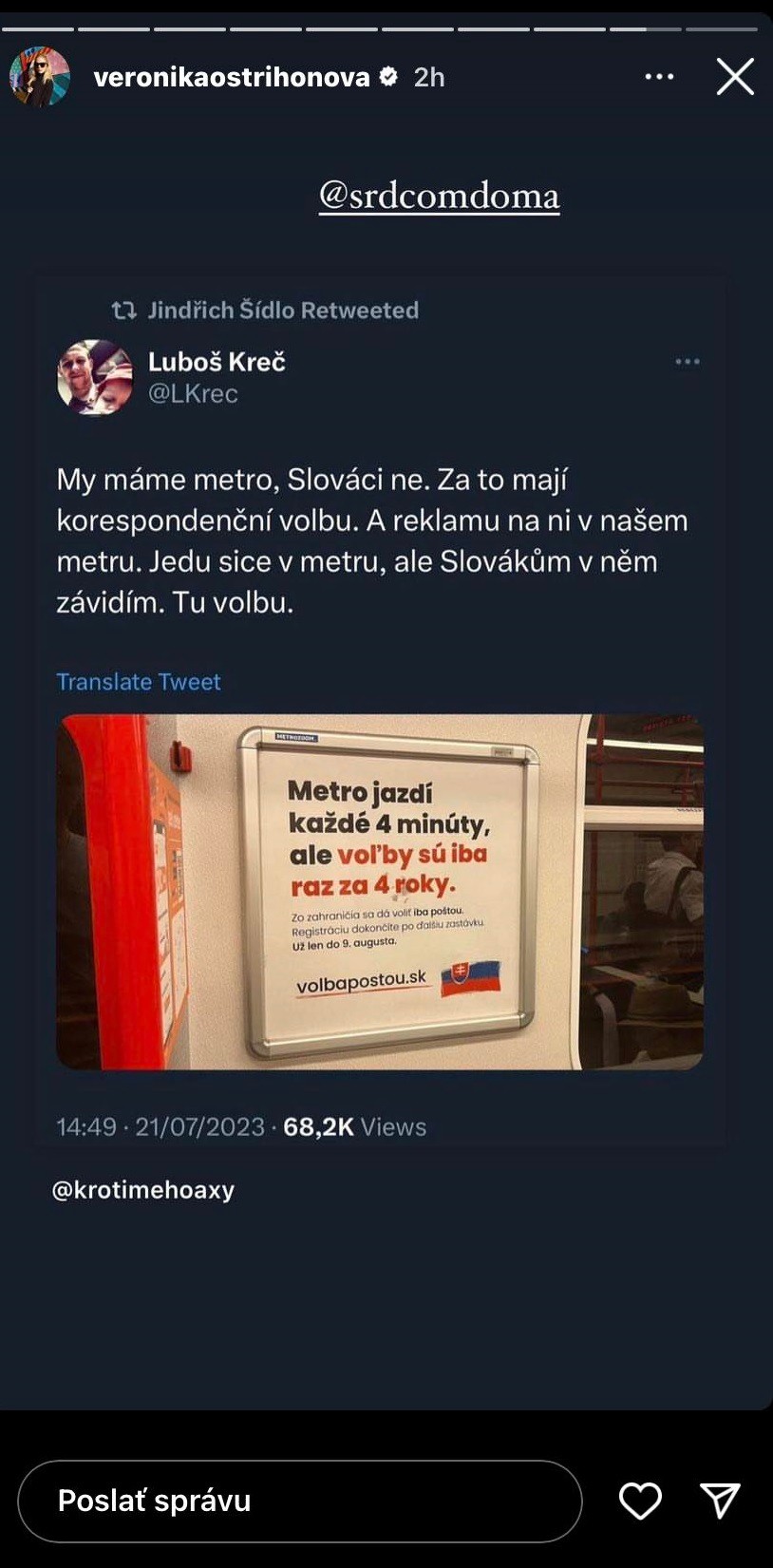 Príspevok prezdieľala Veronika Cifrová Ostrihoňová.
