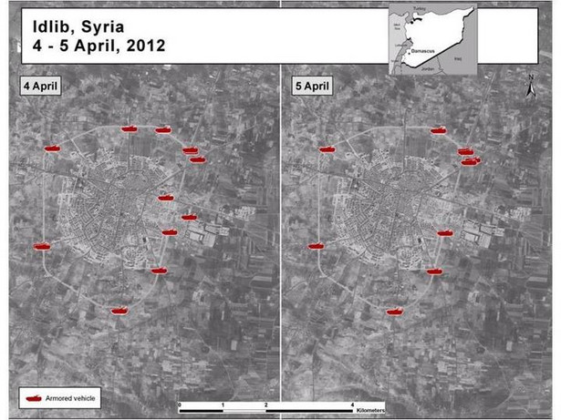 Zdjęcia satelitarne z Syrii. Fot. Ambasada USA